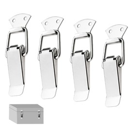 4 PCS Stainless Steel Tension Clasp Small Spring Loaded Toggle Latch Multifunctional Spring Hasp Lock for Boxes Tool Boxes Chests Drawers Cupboards