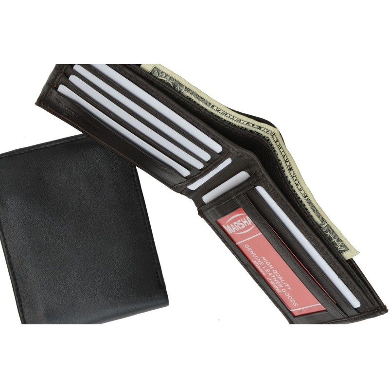 MARSHAL Mens Bifold Leather Wallet RFID Blocking Brown New Bi-fold
