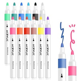 JYYRC Acrylic Marker Set of 12 Colors -for Stones, Wood, Fabric Painting