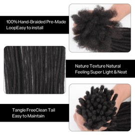24 Inch Loc Extensions Human Hair 0.6CM Width Dreadlock Extensions for Black Men/Women Can Be Dyed Bleached Curled Full Handmade Permanent (24 Inch-30Strands,1B)
