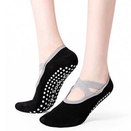 Yoga Socks for Ballet, Pilates, Non Slip Women's Yoga Suit Socks, Breathable, Durable, Antibacterial, Odor Resistant, Women's Yoga Wear, Ballet, Sports, Daily Life, 1 Pair (One Size), Black