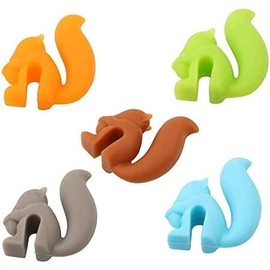 5 Pcs Candy Colors Cute Squirrel Shape Silicone Tea Bag Holder Cup, Squirrel Drink Markers, Tea Bag Holder for Cup Hanging Tool Mug Candy Colors Gift Set, Tea Bag Holder