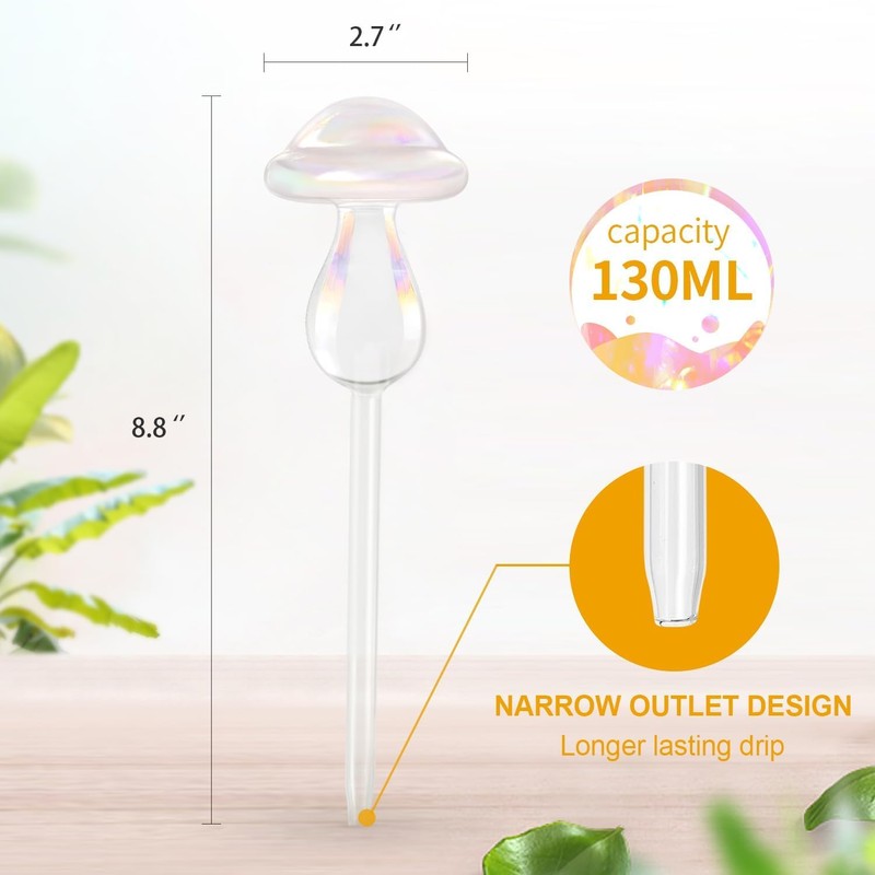 E-feilai Glass Plant Watering Bulbs for Gift, Mushroom Plant waterer,