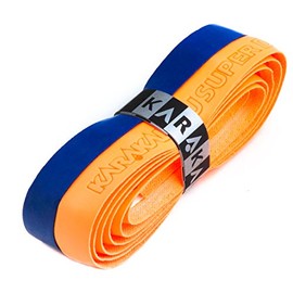 Karakal PU SUPER DUO Tennis Racket Replacement Grip Squash Badminton - Pack of 1 - Orange/Dark Blue