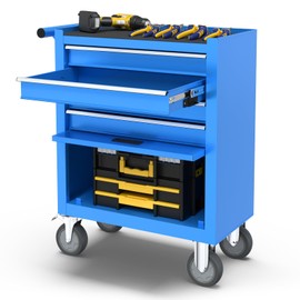 On Shine 4-Drawer Meatl Rolling Tool Chest with Wheels and Locking Tool Chest, Large Storage Capacity, Portable Metal Tool Box for Warehouse,Garage, Repair Shop, Workshop (Blue)