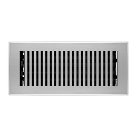 Naiture Louvered Floor Register, Modern Style Stainless Steel with Damper or Lever, Duct Size 4" X 10" (Overall Size 5-1/4" X 11-5/8"), Brushed Nickel Finish