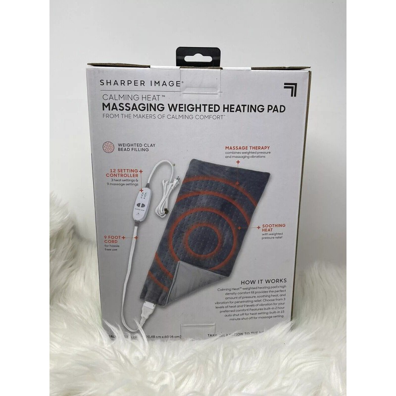 Sharper Image Weighted Heating Pad 9 Massaging Calming Heat Vibration