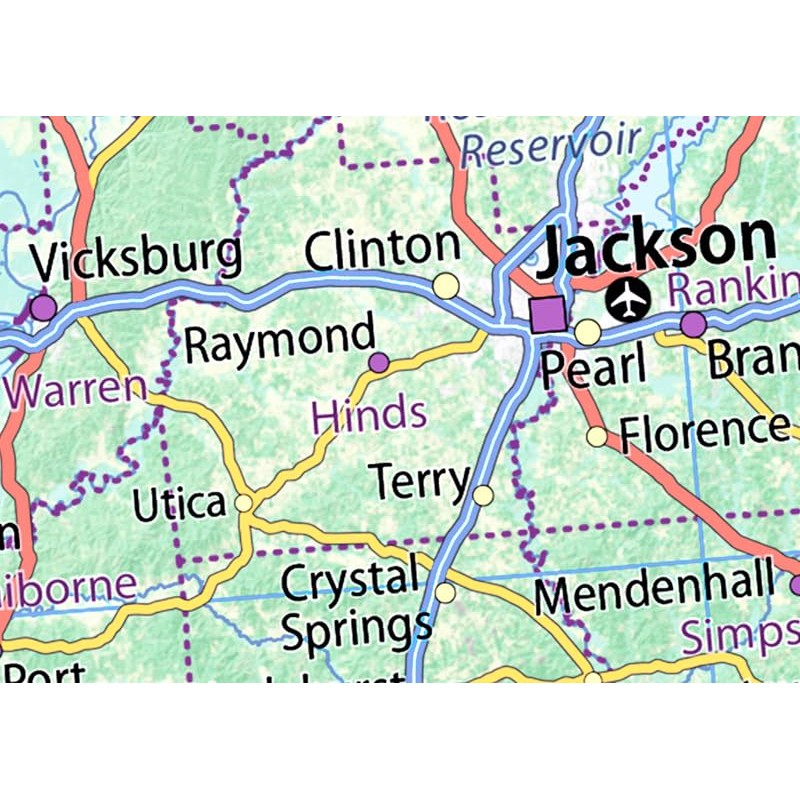 Mississippi State Physical Map - 14.4 x 25 inches -