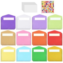GLOBALDREAM Mini Envelopes, Pack of 72 Mini Envelopes, 100 Pieces White Blank Cards and 3 Sheets Sticker Envelope for DIY Wedding Birthday Party