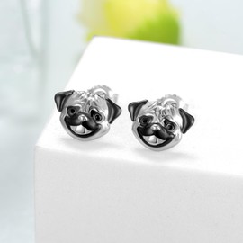 SCZKLAQ Pug Earrings for Women 925 Sterling Silver Pug Dog Earrings Cute Pet Dog Jewelry for Women Pug Gifts for Pug Lovers