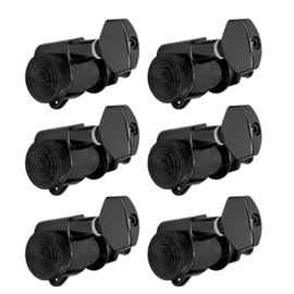 String Tuning Key, Vintage Black Locking Guitar Tuners for Electric or Acoustic Guitars (Set of six right buttons)