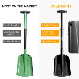 Overmont 32" Folding Emergency Snow Shovel 3 Piece Aluminum Lightweight Portable Sport Utility Shovel for Car Trunk Camping Garden Beach with Ice Scraper Carrying Bag