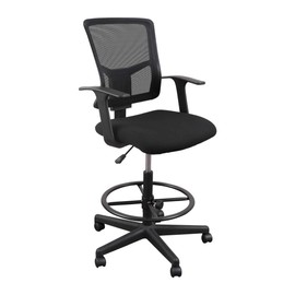 Stand Up Desk Store Sit to Stand Drafting Task Stool Chair for Standing Desks with Adjustable Footrest and Armrests (Black)