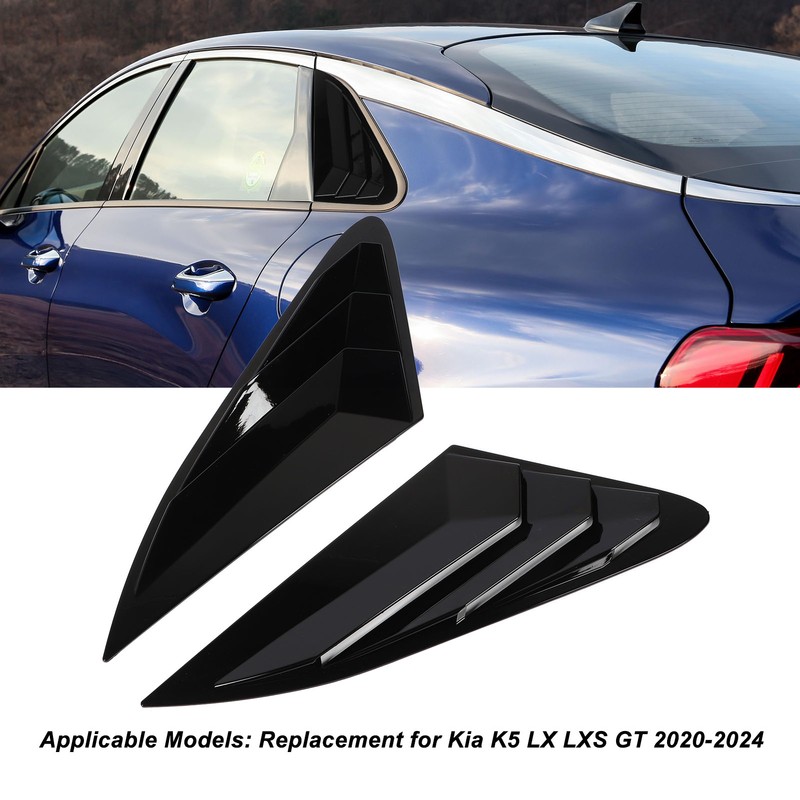 2PCS Rear Side Window Louver Gloss Black Sporty Look Scratch