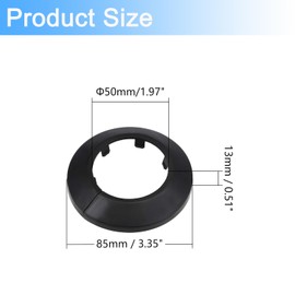 Tayffency 4Pcs Pipe Cover Decoration Fit 1.9" Outer Diameter Flange Water Pipe Black Pipe Cover Radiator PP Plastic 50mm Escutcheon Pipe Collar for Wall Pipe Tube Decoration