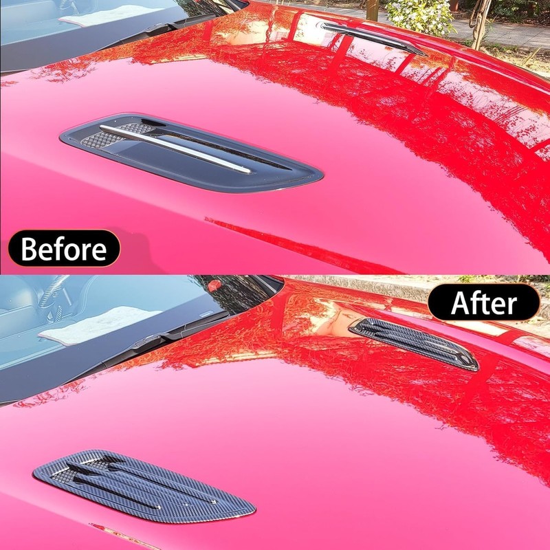 2PCS ABS Carbon Fiber Pattern Hood Vent Trim Covers Compatible