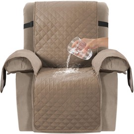 Turquoize 100% Waterproof Recliner Covers for Recliner Chair Cover Non Slip Recliner Slipcovers for Oversized Recliner with Elastic Straps Recliner Protector for Pets, Kids (Oversized 28", Khaki)