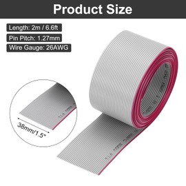 MECCANIXITY 26AWG IDC Wire Flat Ribbon Cable 2m/6.6ft Length 1.27mm Pitch 30 Pin Gray for JTAG/ISP Connecting