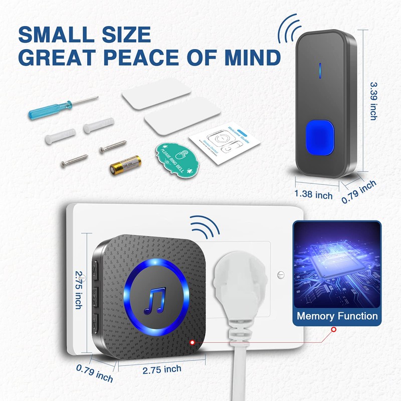 SURFOU Wireless Doorbell, Waterproof, Easy installation -1300ft Range 55 Chimes,