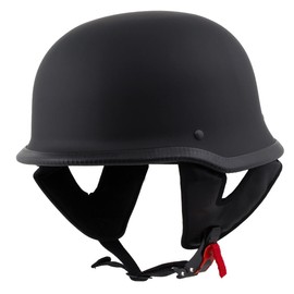 Milwaukee Helmets MPH9740DOT 'Motorrad' DOT German Style Matte Black Half Face Motorcycle Helmet for Men and Women Biker - Small
