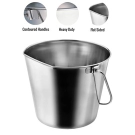 Indipets Stainless Steel Bucket For Pets (6-Quart) – Flat Back Pail w/out Hooks – Food & Water Pail For Cats & Dogs