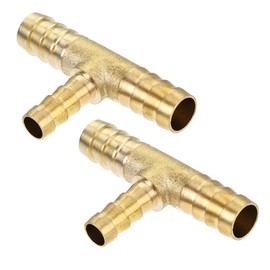 uxcell Reducing Barb Hose Fitting Tee T Shape Pipe Connector Brass 3/8" x 3/8" x 1/4" 2Pcs