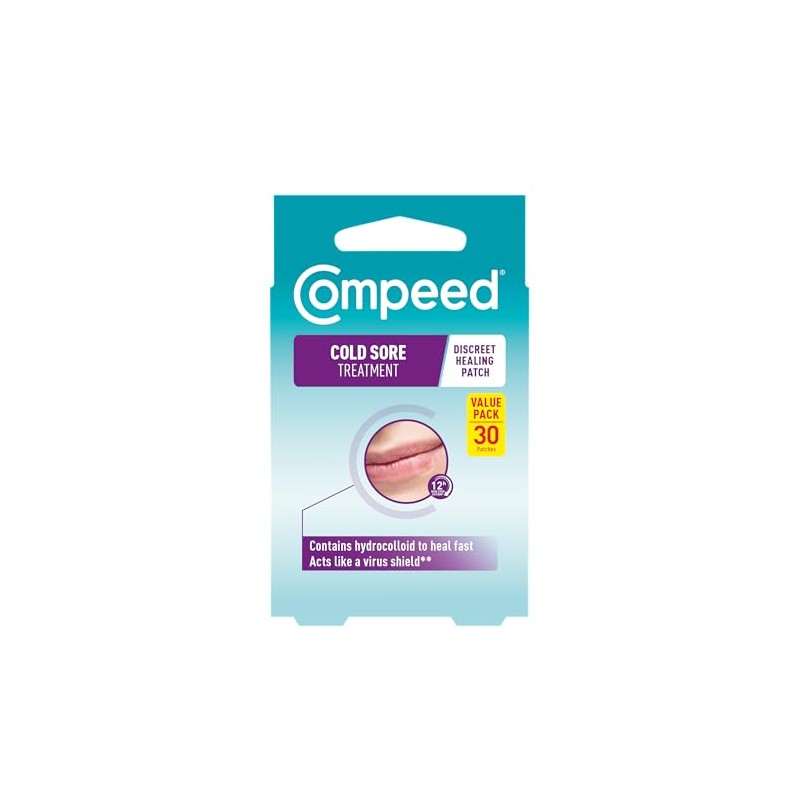 Compeed Hydrocolloid Cold Sore Treatment Patches (30 Invisible Plasters for
