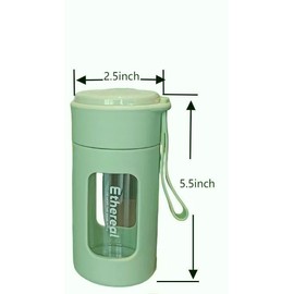 DEDEYA 8oz PP Coated Small Glass Water Bottle with leak-proof Lid,Lightweight and portable for walking travel sport(Light Green)