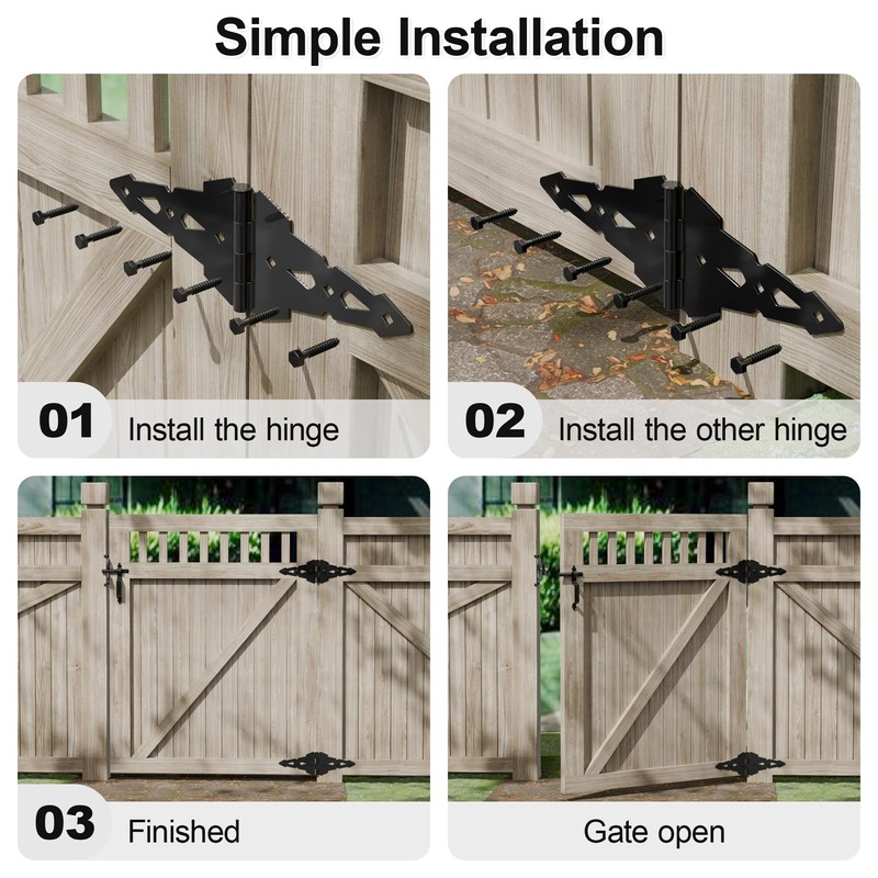 SANKEYTEW 8 Inch Heavy Duty Gate Hinges For Wooden Fences