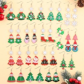 Christmas Acrylic Earrings: Snowman, Tree, Snowflake Designs One Size / Design 12 8ea