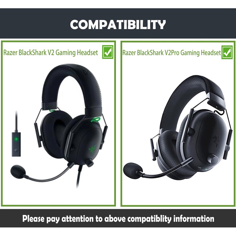HTINDUSTRY Replacement Ear Pads/Headband Pads Compatible with Razer BlackShark V2/BlackShark