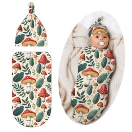 Jarverce Mushroom Swaddle Blanket, Colorful Unisex Baby Stuff, Soft Sleeping Bag Sack, Mushroom Baby Items Stuff