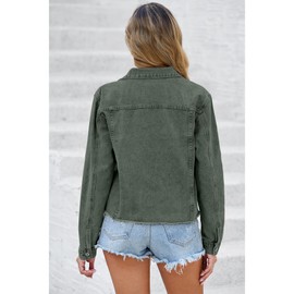 luvamia Summer Jacket Distressed Denim Women Denim Outfit Jeans Jacket for Women Fashion Army Green Small Fits Size 4 Size 6
