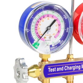 Fit for Refrigerant Type R-22, R-404A, R-410A 42001 Charging Manifold and Test, A/C Manifold Gauge, with 3-1/8" Gauge, 2 Valve