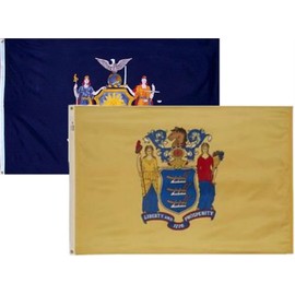 2'x3' Wholesale Combo State New York & New Jersey Super Polyester Nylon Flags 2X3 ft (60 X 90 CM) House Banner Grommets Double Stitched Fade Resistant Premium Quality