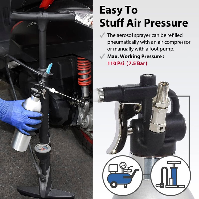 Fit Tools Aluminum Can Air Pneumatic/Manual/Handy Refillable Pressure Sprayer Spare