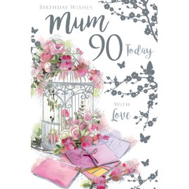 For A Special Mum 90 90th Today Flowers Happy Birthday Card Lovely Verse