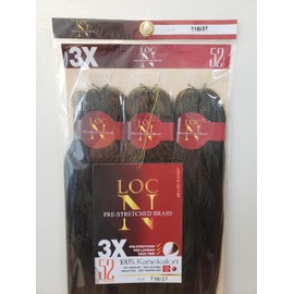 LOC Synthetic Pre-Stretched Braiding Hair, 3 Bundles/Pack, 52 Inches Long (T1B/27)
