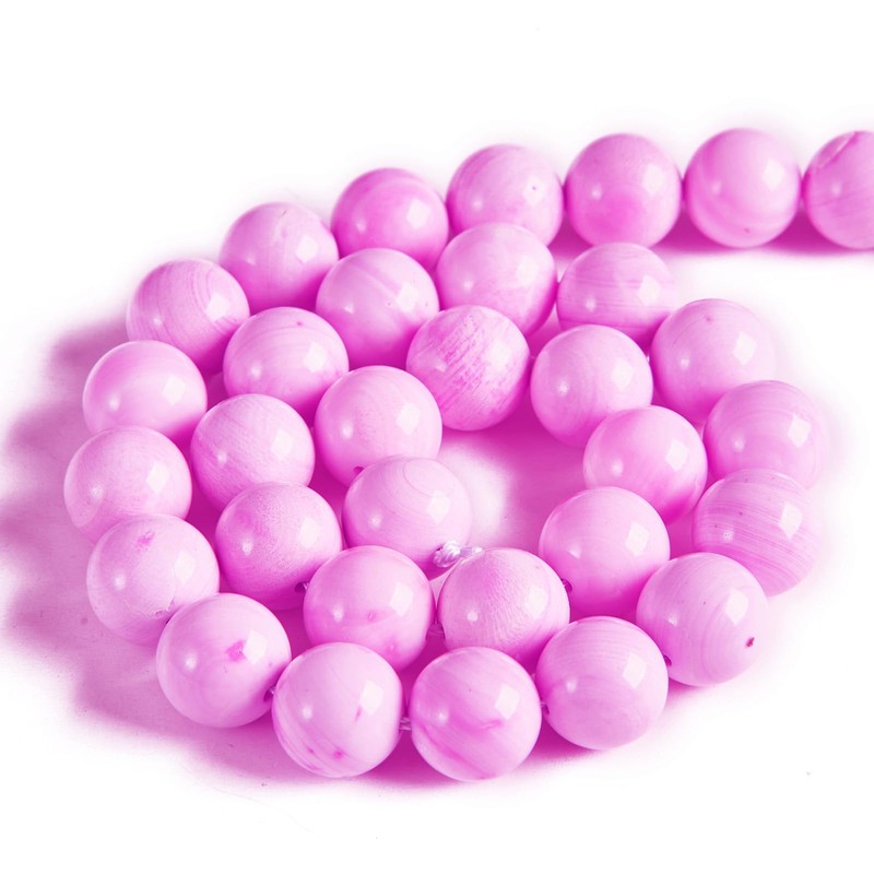 35 piezas de cuentas de jaspe de concha rosa natural