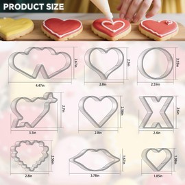 Heart Cookie Cutter Set, Valentine’s Day Cookie Cutters 9 Pieces, Stainless Steel Metal Heart Shapes Cookie Cutters Molds for Valentine Anniversary