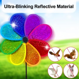 LUKDUNG 4Pcs Colorful Garden Windmill, 30cm Rainbow Sparkly Windmills Spinners for Garden Wind Spinner Party Pinwheel Windmills and Yard