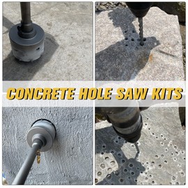 DEHUIWI 8Pcs Concrete Hole Saw Kit, 2 Inch Masonry Hole Saws for Cement, SDS Plus Corning Bits, Tungsten Steel Wall Hole Opening Hammer Drill Bits 30 40 50MM