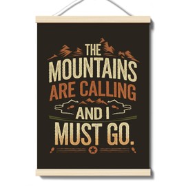 EJGFS Camping Hanging Canvas Prints Decor 12"x16" - The Mountains Are Calling And I Must Go - Camp Themed Party Decorations - Camping Classroom Decor - Camper Gifts - Camper Decorations.(001)