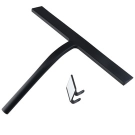 DEDGE Shower Squeegee for Shower Doors with 1 Hooks All-Purpose Glass Squeegee for Bathroom, Shower Doors, Car Windows,Black 11 Inches