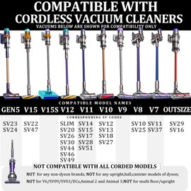 Attachments Kit for Dyson V15 V15s V9 V8 V11 V12 V10 V7 Gen5 Cordless Vacuum Cleaner,Compatible with Detect/Absolute/Outsize/Slim Accessories Replacement Brush Parts
