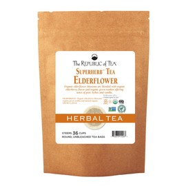The Republic of Tea — Organic Elderflower SuperHerb Tea Refill, 36 Herbal Tea Bags, Naturally Caffeine-Free