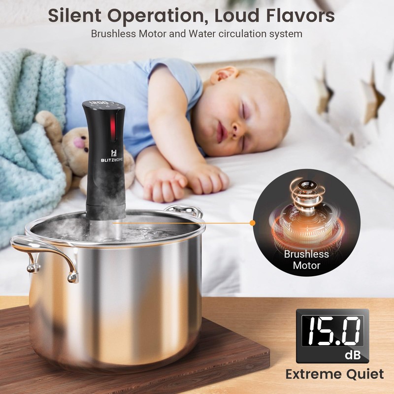 BLITZHOME Sous Vide Cooker, WiFi 1100W Sous Vide Machine with