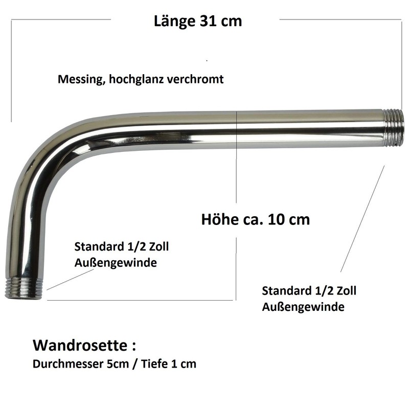 Sanixa Shower Head with Wall Arm 3 Jet Types Shower