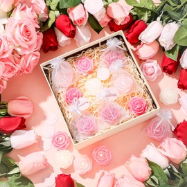 Treela 24 Set Flower Candles Wedding Candle Favors for Guests Pink Rose Shaped Tealight Candles Mini Flower Candles for Return Gift Wedding Birthday Bridal Shower Housewarming Party