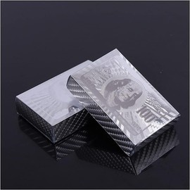 ZZZANA Silver Foil Poker Set - US Dollar Playing Cards - Plastic Playing Cards - Casino Cards(Silver 3 Deck)